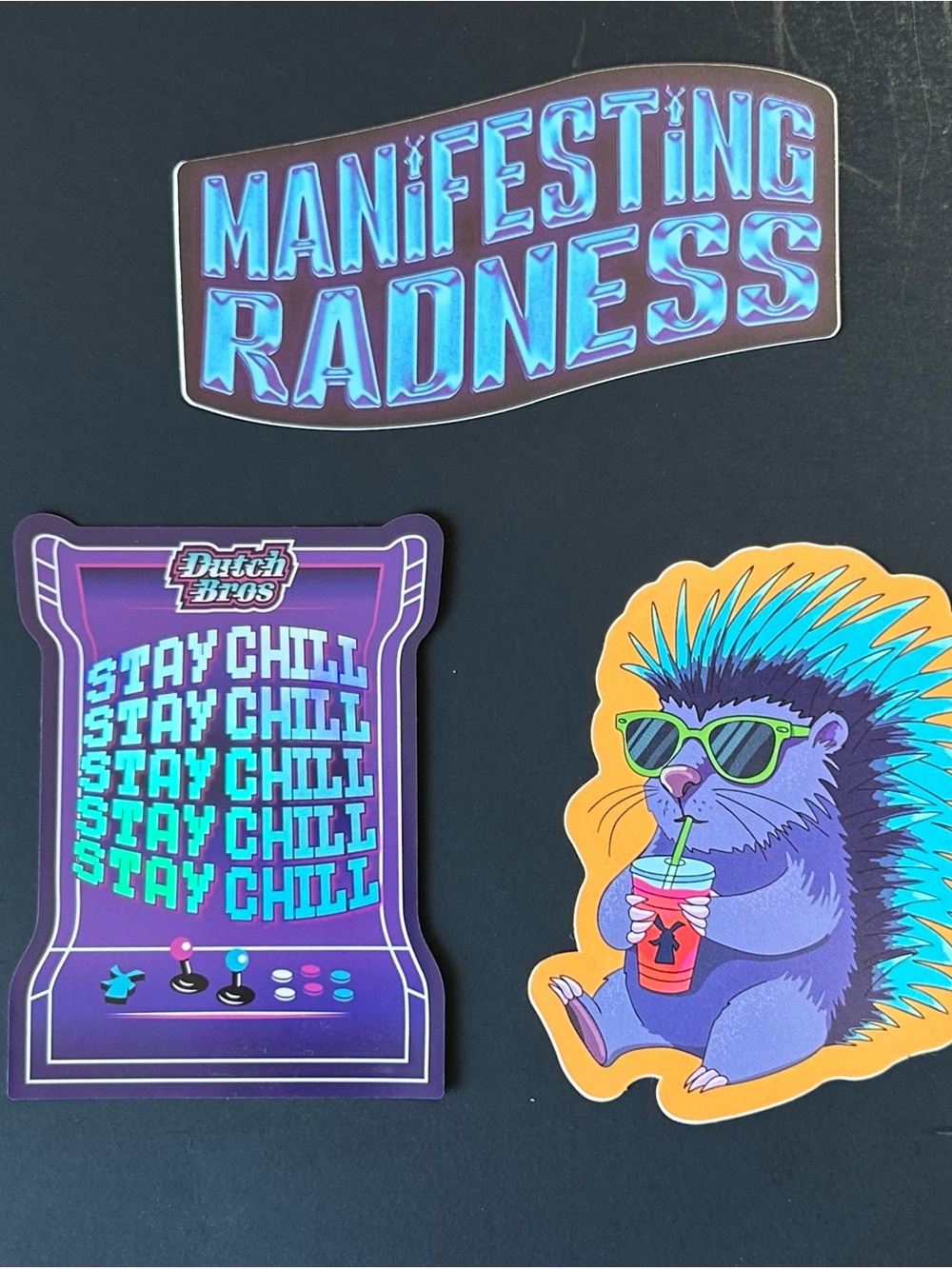 Dutch Bros Purple & Teal Sticker Trio